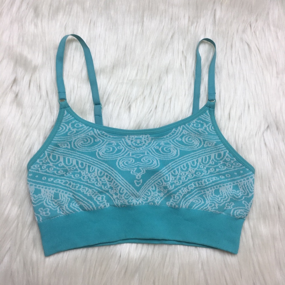 Athleta Teal Patterned Bra - image 1